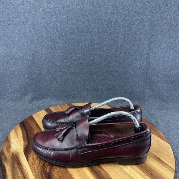 Vtg GH Bass Weejuns Loafers Mens 10D Burgundy Leather Grayson Tassel USA Made - Picture 7 of 13